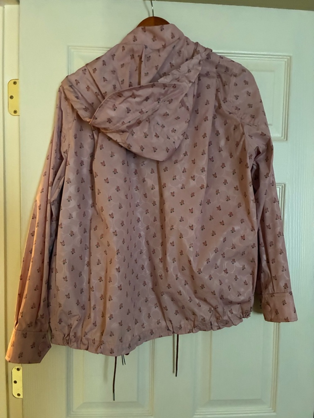 Coach Pink Hooded Utility Jacket with Floral Print